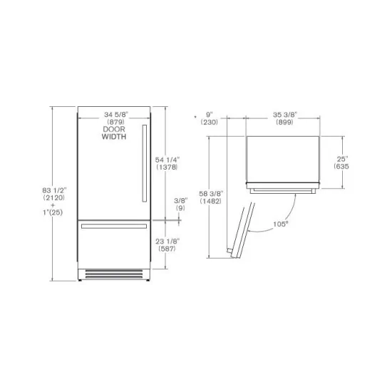 Bertazzoni Ref905Bbrxtt Réfrigérateur H 205xL 90cm Inox DX
