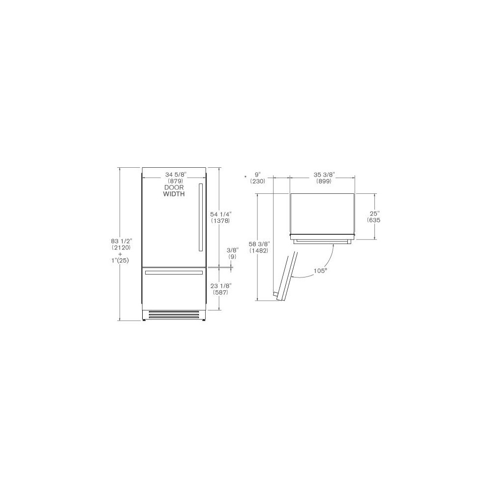 Bertazzoni Ref905Bbrxt Frigo H 205xL 90cm из нержавеющей стали DX