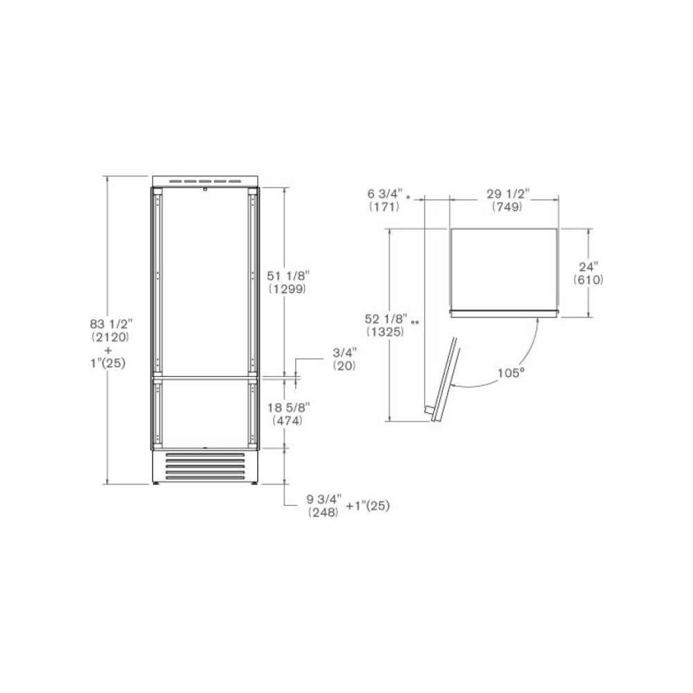 Bertazzoni Холодильник 75 см H 205 SX