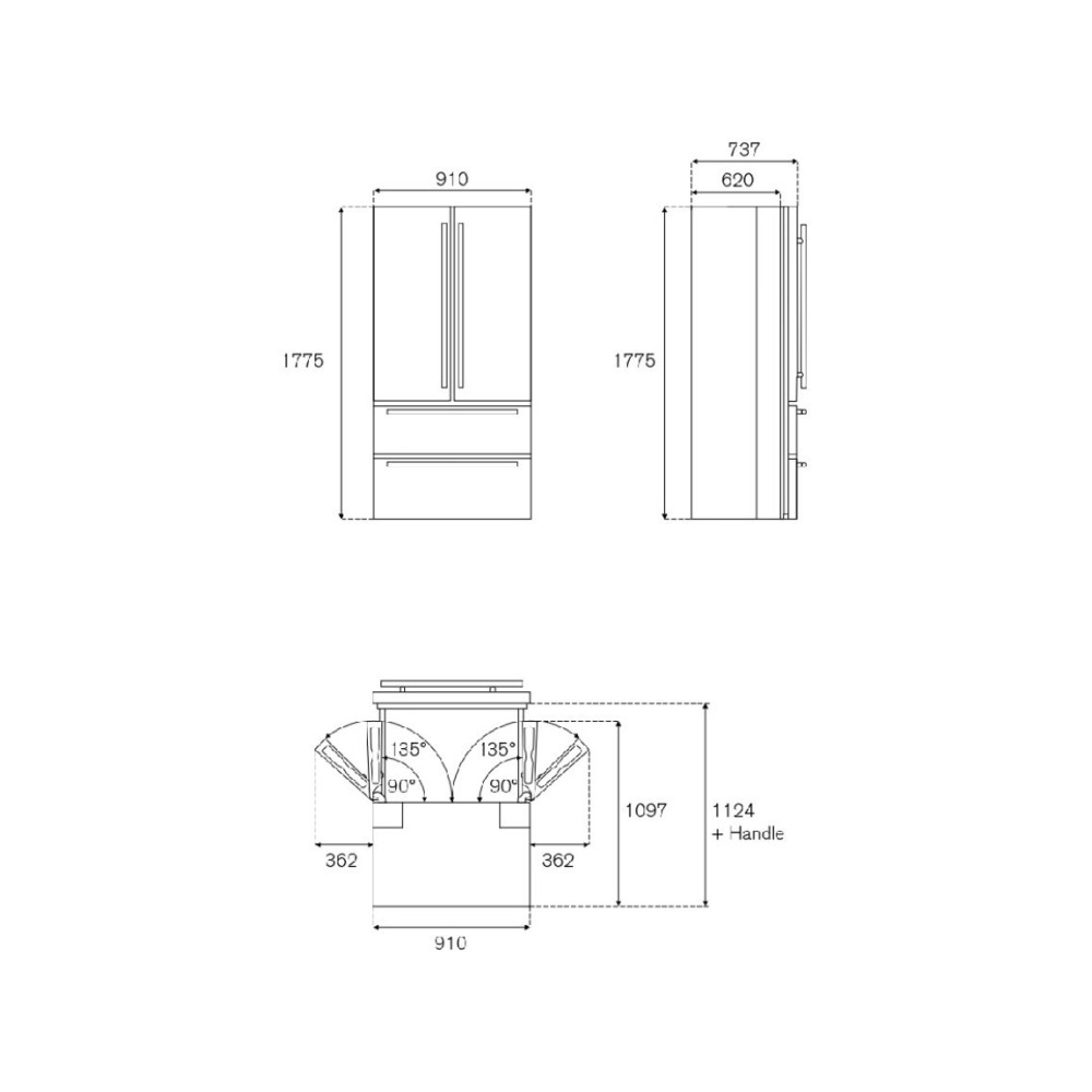 Bertazzoni Ref904ffnxc | Fridge French Door 90 cm Professional series