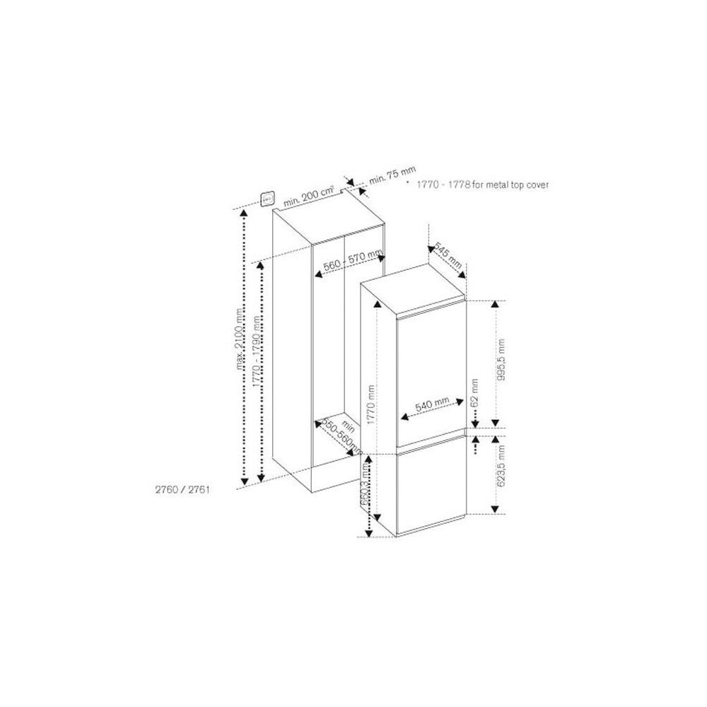 Bertazzoni Congelador de 60 cm 3 Dibujos
