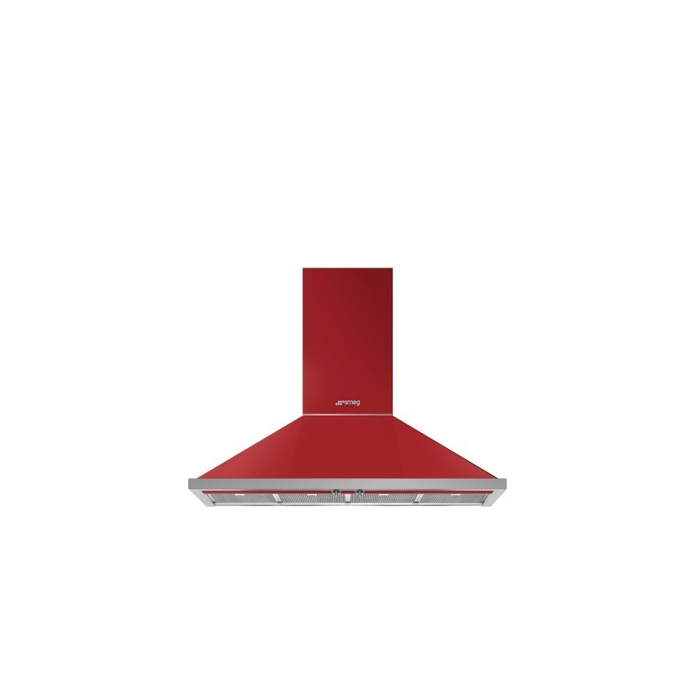 Smeg KPF12RD Wandmontierte Portofino Dekorative Dunstabzugshaube 120cm - Stahlrot.