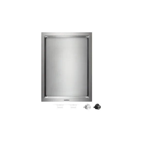 Plate Teppan Yaki Serie 400, 38 cm, superficie de cromo multicapa, marco de acero inoxidable Vario, sin cubo