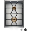 400 Series gas cooktop, natural gas, 38 cm, 2 brass burners, Vario stainless steel frame, fully electronic control, no knobs