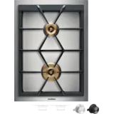 400 Series gas cooktop, natural gas, 38 cm, 2 brass burners, Vario stainless steel frame, fully electronic control, no knobs
