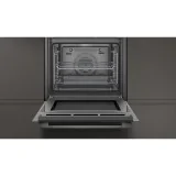 Neff oven: Pyrolytic, EasyClean, graphite gray & White display.