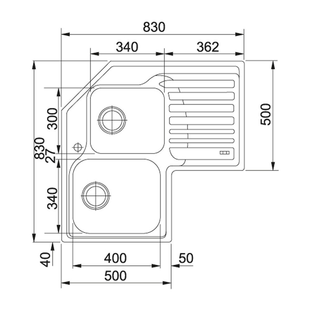 franke Corner STX 621-E Inox satin