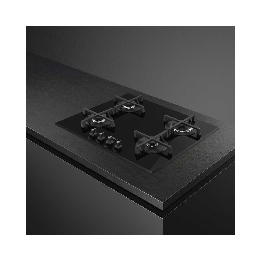 "Smeg 60 cm gas hob in professional black glass"
