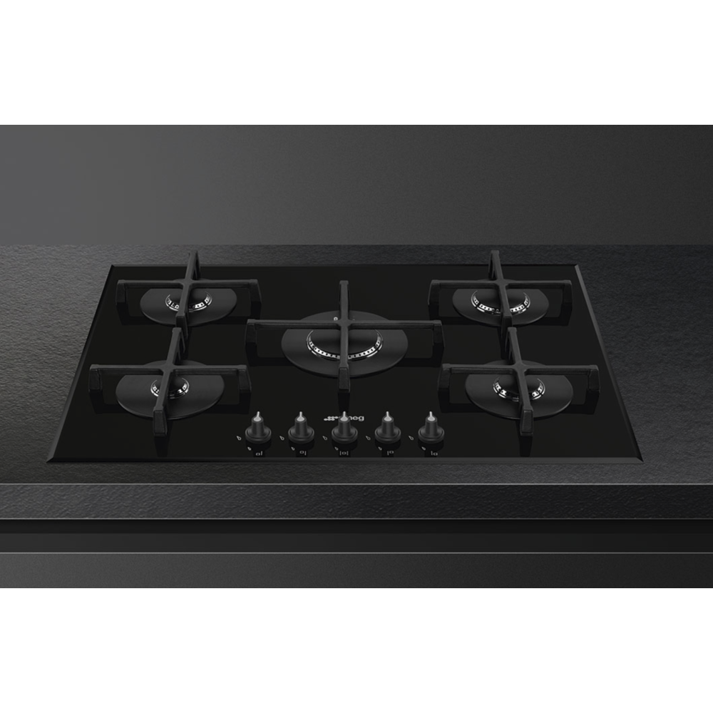 "Smeg 75 cm gas hob in professional black glass".