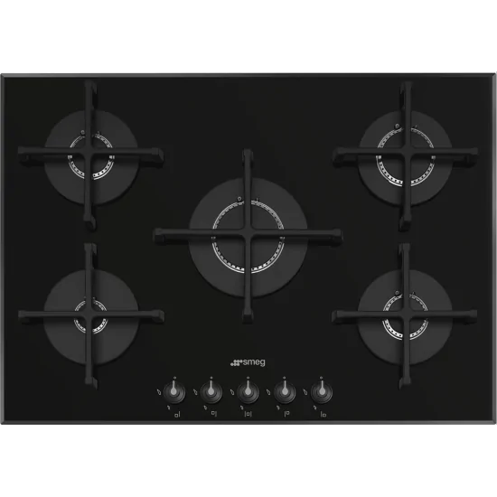 "Smeg 75 cm gas hob in professional black glass".