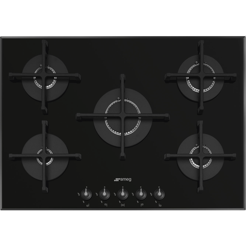"Smeg 75 cm gas hob in professional black glass".