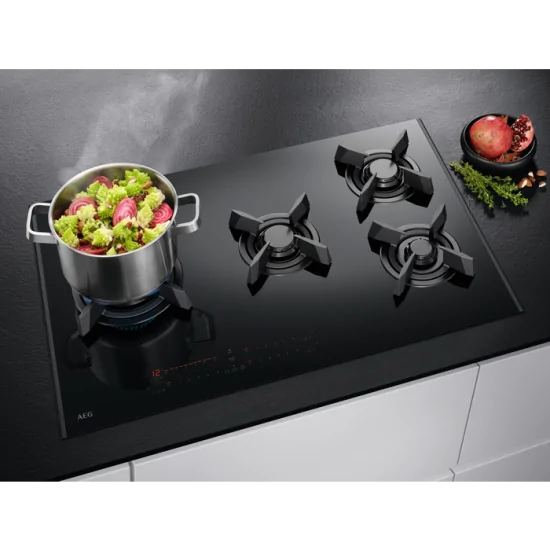 "Piano cottura a gas su vetroceramica Aeg HVB8453IB"