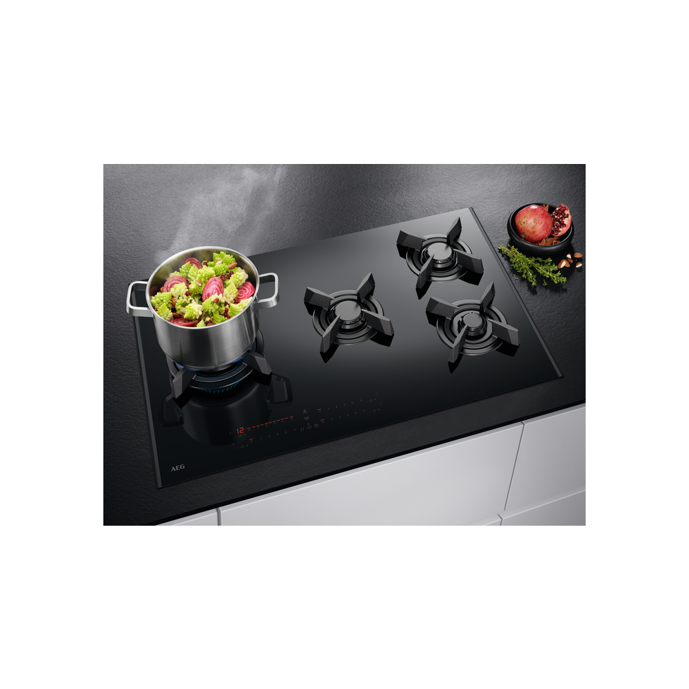 "Piano cottura a gas su vetroceramica Aeg HVB8453IB"