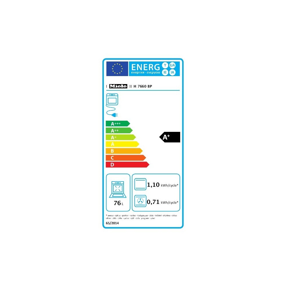 Forno da Incasso Miele H 7660 BP VitroLine OBSW | 76L | Sonda & Vapore | Classe A+
