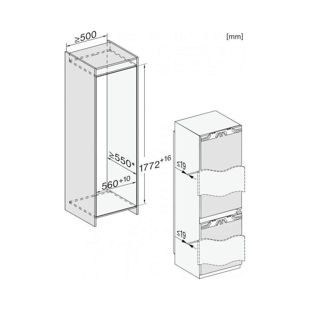 Miele KFN 7774 C | Kühlschrank eingebettet 178cm PerfectFresh aktiv