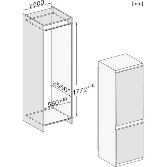 Miele KFN7733F 2.010mm высота 600мм ширина 685мм глубина