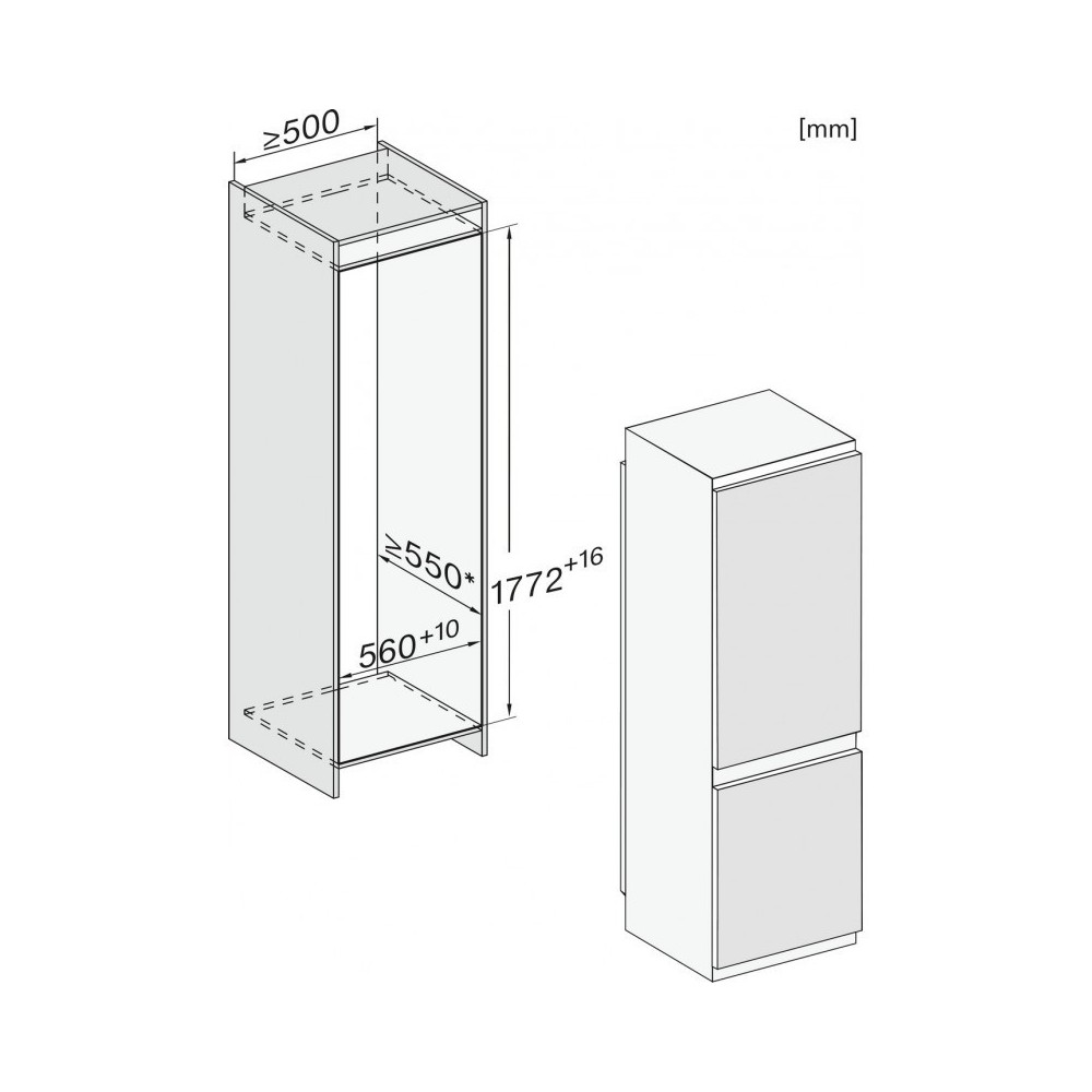 Miele KFN7733F 2.010mm высота 600мм ширина 685мм глубина