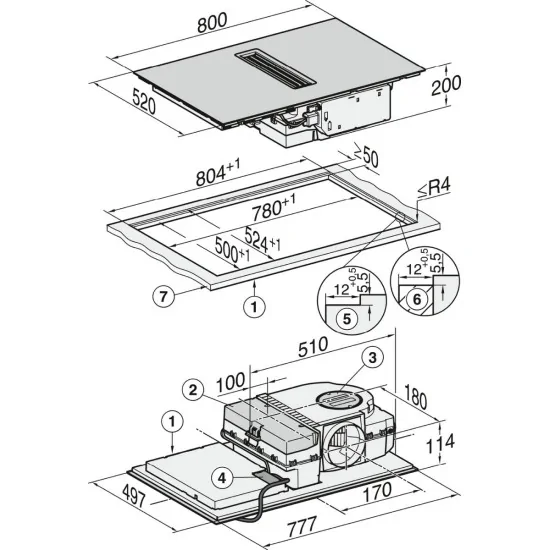 Miele KMDA 7473 FL-U Silence | Plan d'induction de jauge à vide flexible