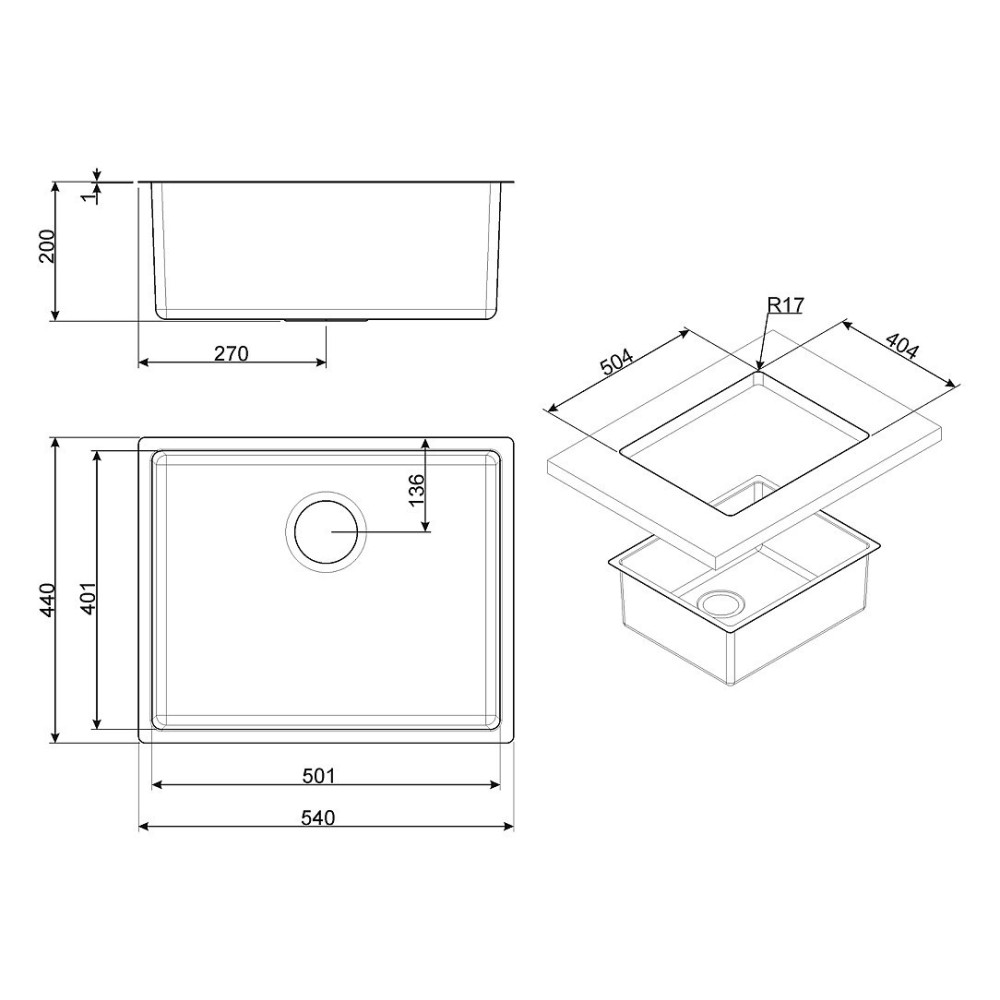 Smeg VSTR50DKX UNDERMOUNT SINK