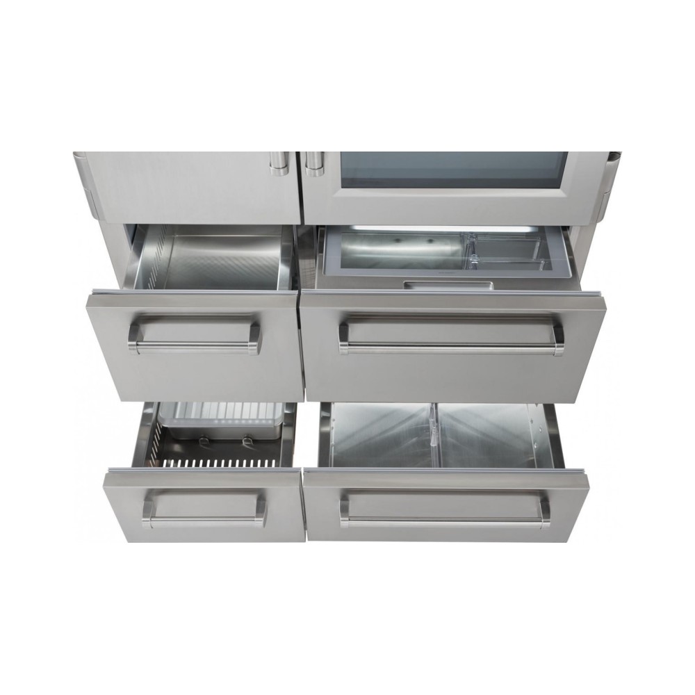 Refrigerador/congelador de acero inoxidable profesional con máquina de hielo.