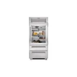 frigorifero/freezer in acciaio inox con ice maker e porta in vetro