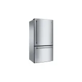 frigorífico inferior montaje americano original con puertas redondeadas y acabado lateral de acero inoxidable y mangos tubulares