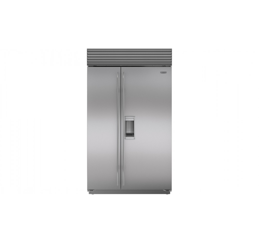 холодильник / холодильник бок о бок с производителем льда и водораспределителем фильтруется и лед