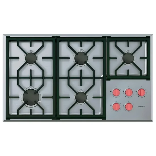 cocina de gas en línea profesional 5 fuegos