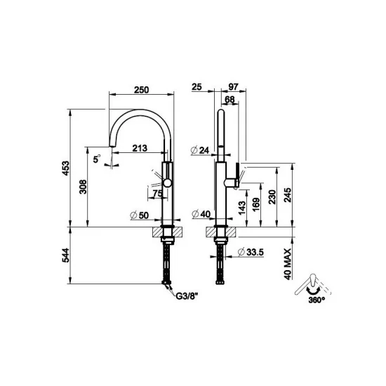 Gessi 60018 - Miscelatore con Canna Giravole 360° | DueG Store