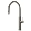 Gessi 60024 Mezclador monomando de fregadero con caño giratorio y teleducha de doble chorro : Acabados Gessi - 239 acero cepillado