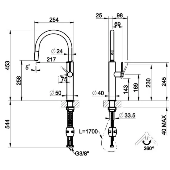 Gessi 60024 - 与Canna Girevole和Doccetta Double Throw QQ DueG Store的混音器