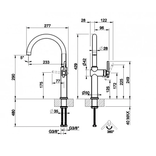 Gessi 60670 - Miscelatore Girevole 360° per Cucina | DueG Store