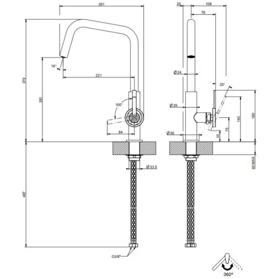 Gessi 60201 – 360° schwenkbarer Küchenmischhahn | DueG Store