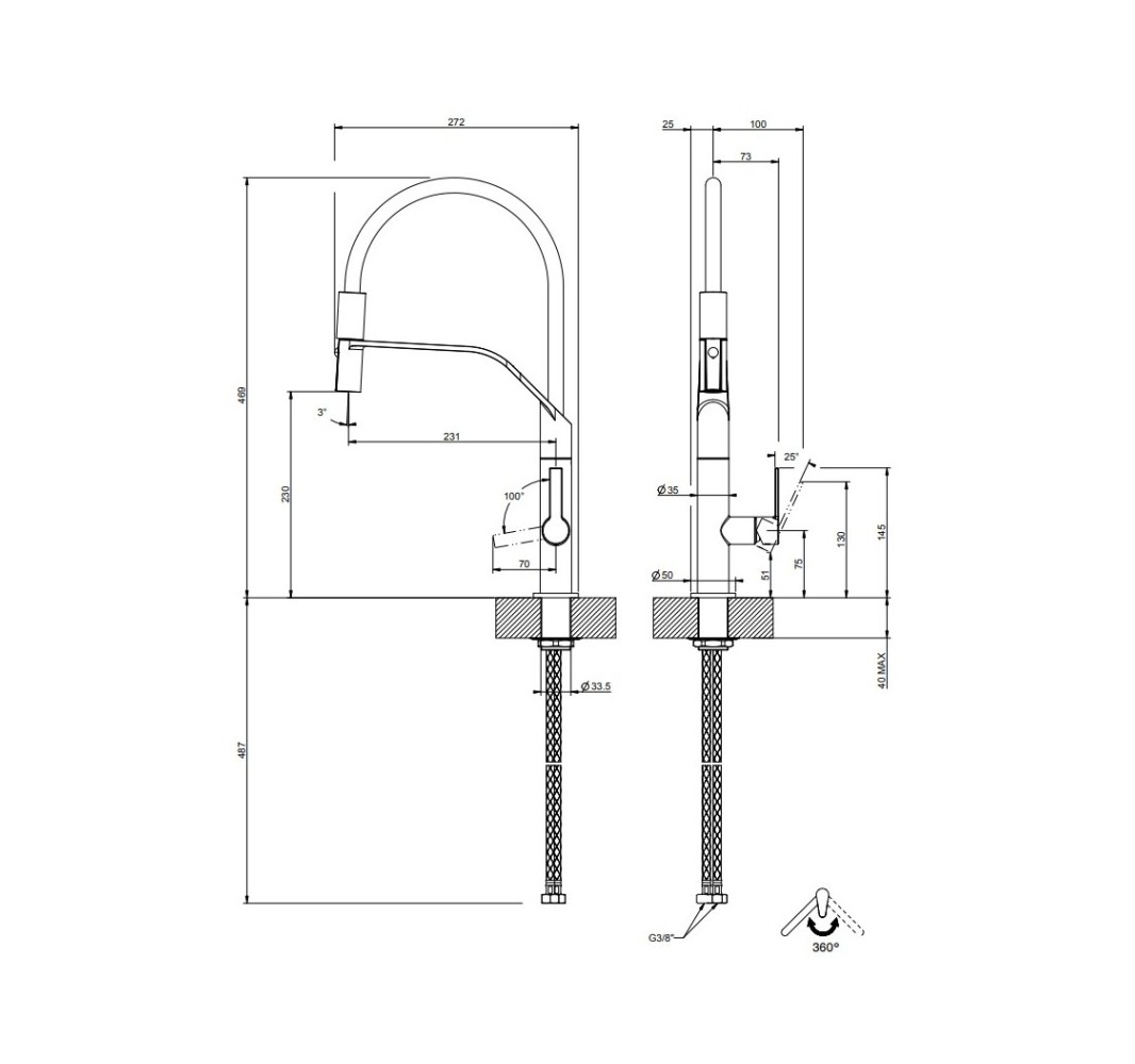 Gessi Su&Giu robinet cuisine pliable 50107