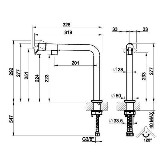 Gessi 60073 - Mezclador giratorio 360° para la tienda Kitchen ← DueG Store