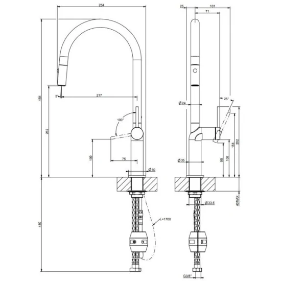 Gessi 60303 - Miscelatore Professionale con Canna Girevole e Doppio Getto | DueG Store