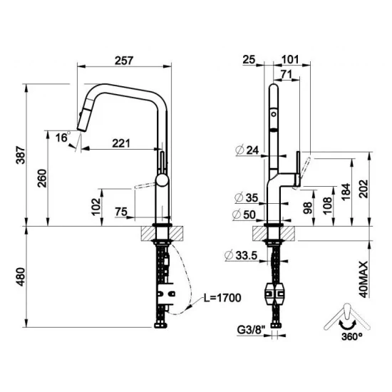 Gessi 60307 - Miscelatore con Doccetta Estraibile | DueG Store