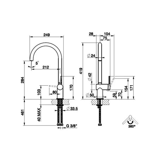 Gessi 60411 - Mixer with Swivel Cane 360° | DueG Store