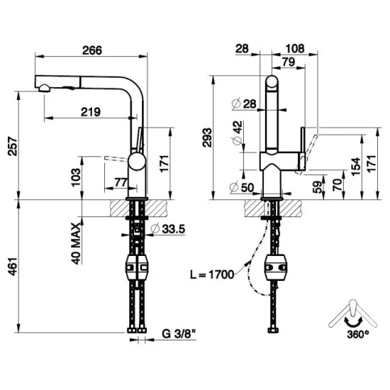 Gessi 60435 - Design mixer for Kitchen | Quality Gessi | DueG Store