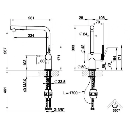 Gessi 60478 - Дизайн-миксер для кухни Gessi Магазин DueG
