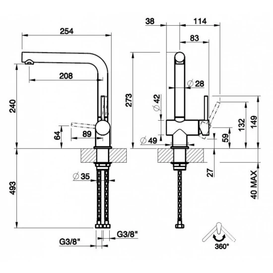 Gessi 60596 Mixeur en acier brossé pivotants: Offres |MISUMI Duegstore.com