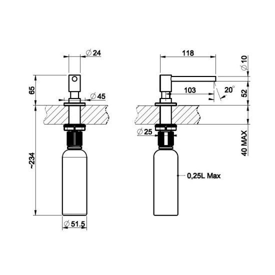 Soap Dispenser with Top Loading for Kitchen Gessi 29660.