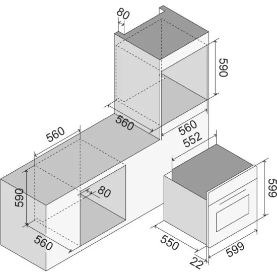 ILVE OV60PMT3/SS 电炉60厘米,65升,无污钢,320°C,触摸TFT QQ Duegstore.com