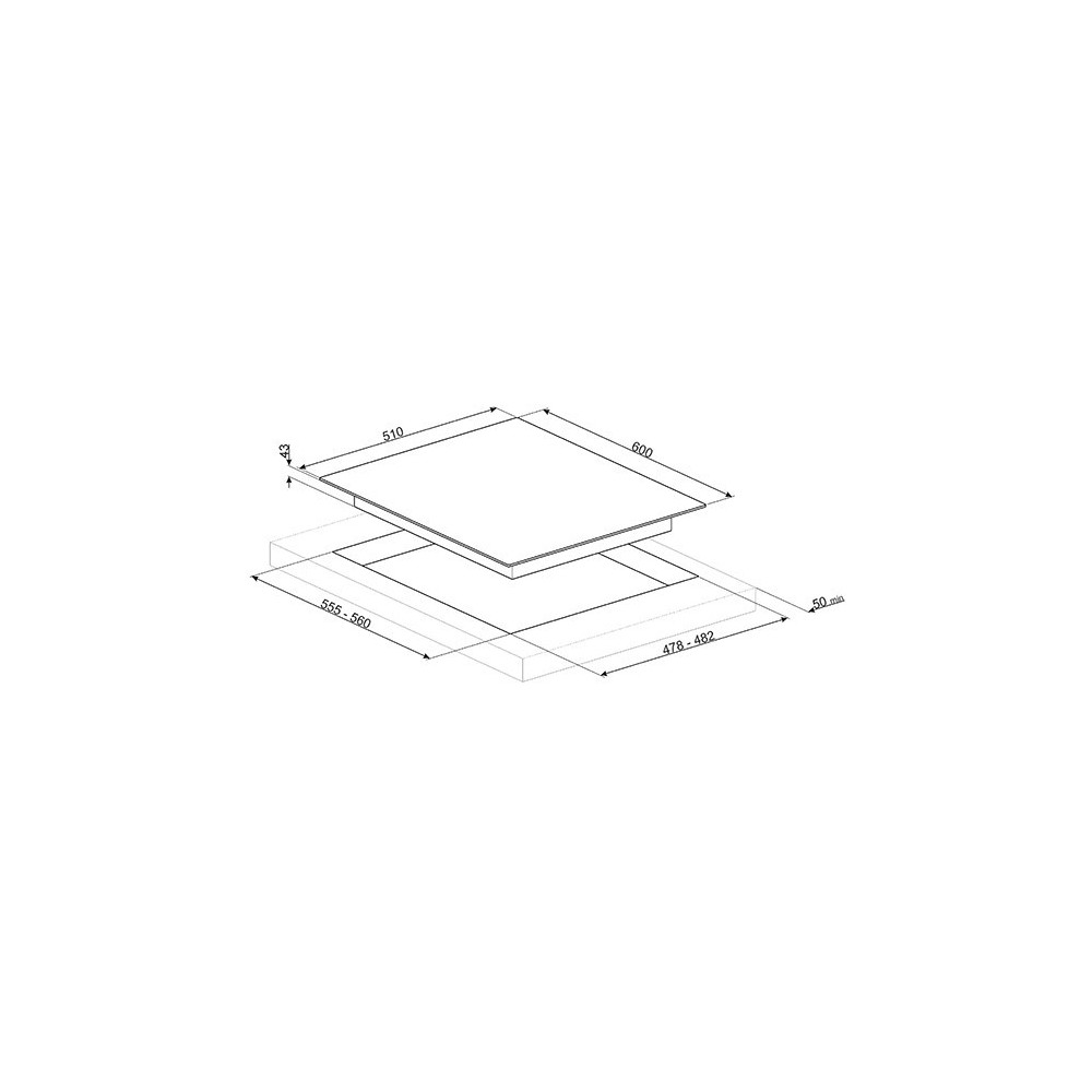 plaques de cuisson SMEG PX364L, 60 cm, acier inoxydable