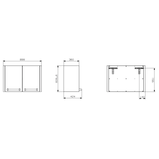 Steel GQP9S-S Modulo pensile in acciaio inox