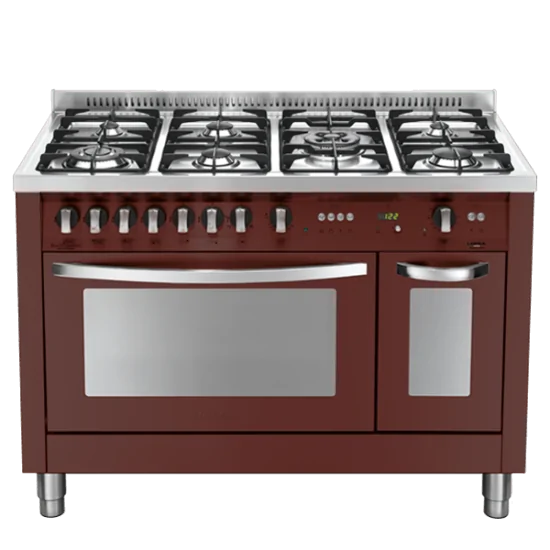Lofra Küche PRD126GV+E/2CI Burgunderrot 120cm | Gas-Umluftbackofen + Elektrobackofen