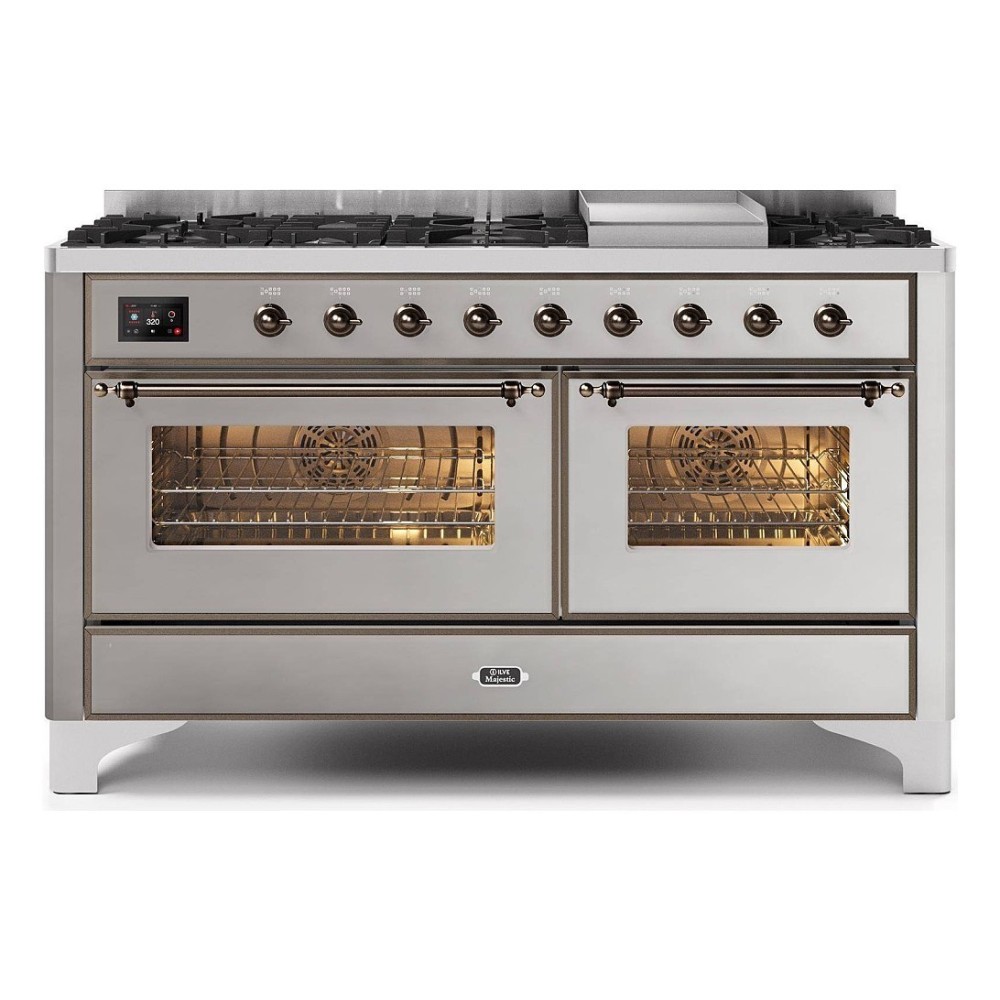 ILVE M15N – Frei stehende Kochstelle 150 cm, Doppelbackofen (80 + 60 cm), 3 konfigurierbare Versionen