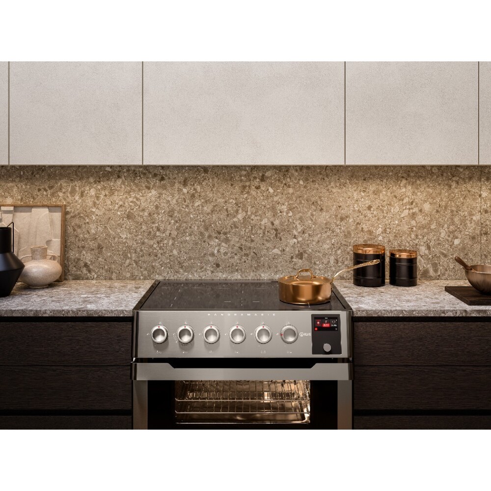 Table de cuisson PM09 en pose libre – 6 feux gaz + Four 80 cm – Acier inoxydable