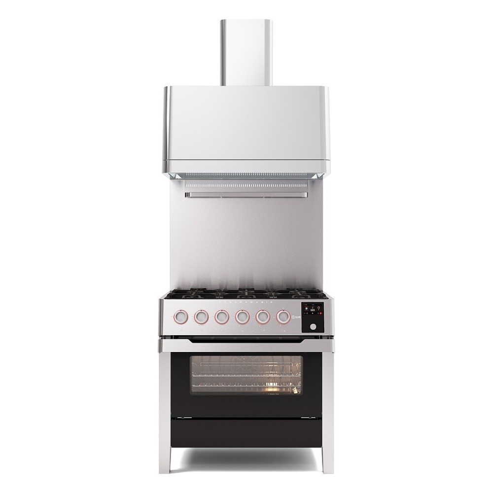 Table de cuisson PM09 en pose libre – 6 feux gaz + Four 80 cm – Acier inoxydable