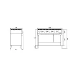 Encimera PM12 de libre instalación – 8 fuegos gas + Doble horno – Acero inoxidable